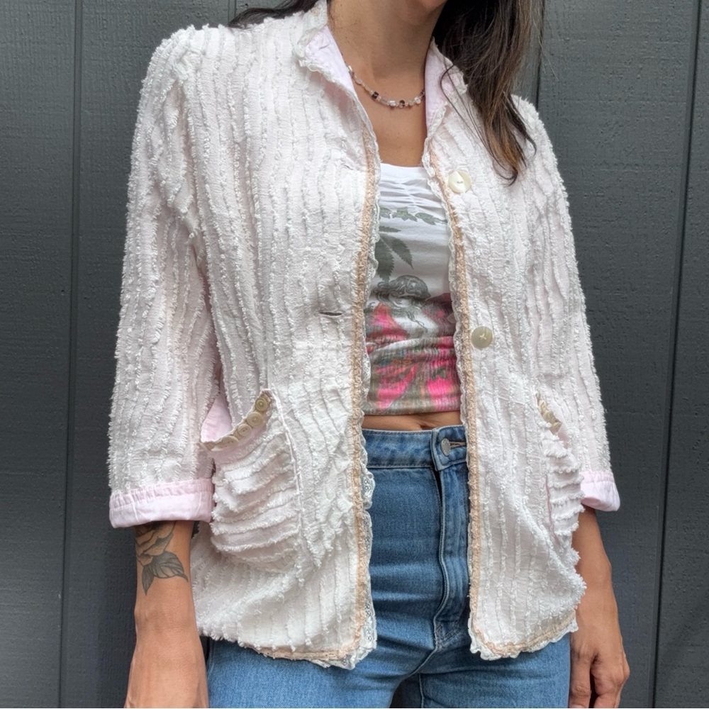 Handmade Baby Pink Textured Jacket